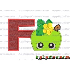 Apple Shopkins Head Applique Embroidery Design With Alphabet F
