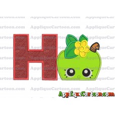 Apple Shopkins Head Applique Embroidery Design With Alphabet H