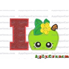 Apple Shopkins Head Applique Embroidery Design With Alphabet I