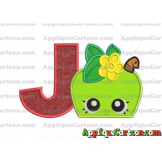 Apple Shopkins Head Applique Embroidery Design With Alphabet J