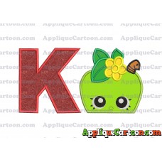 Apple Shopkins Head Applique Embroidery Design With Alphabet K