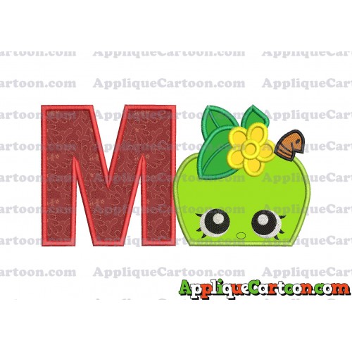 Apple Shopkins Head Applique Embroidery Design With Alphabet M