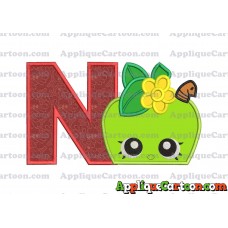 Apple Shopkins Head Applique Embroidery Design With Alphabet N