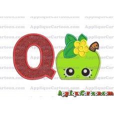 Apple Shopkins Head Applique Embroidery Design With Alphabet Q