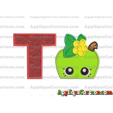 Apple Shopkins Head Applique Embroidery Design With Alphabet T