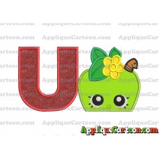 Apple Shopkins Head Applique Embroidery Design With Alphabet U
