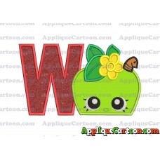 Apple Shopkins Head Applique Embroidery Design With Alphabet W