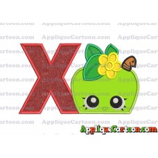 Apple Shopkins Head Applique Embroidery Design With Alphabet X
