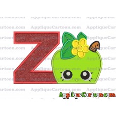 Apple Shopkins Head Applique Embroidery Design With Alphabet Z