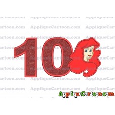 Ariel Disney Applique Embroidery Design Birthday Number 10