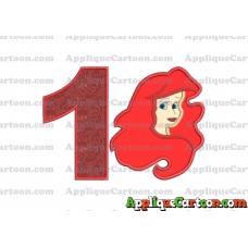 Ariel Disney Applique Embroidery Design Birthday Number 1