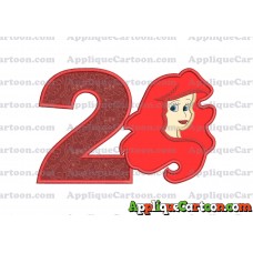 Ariel Disney Applique Embroidery Design Birthday Number 2