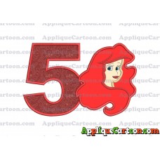 Ariel Disney Applique Embroidery Design Birthday Number 5