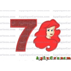 Ariel Disney Applique Embroidery Design Birthday Number 7