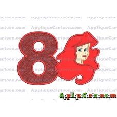 Ariel Disney Applique Embroidery Design Birthday Number 8