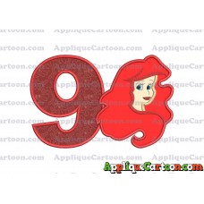Ariel Disney Applique Embroidery Design Birthday Number 9