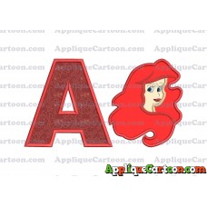 Ariel Disney Applique Embroidery Design With Alphabet A