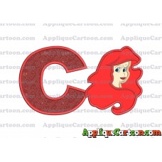 Ariel Disney Applique Embroidery Design With Alphabet C