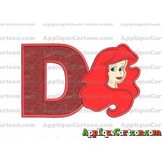 Ariel Disney Applique Embroidery Design With Alphabet D