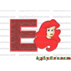 Ariel Disney Applique Embroidery Design With Alphabet E