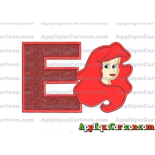 Ariel Disney Applique Embroidery Design With Alphabet E