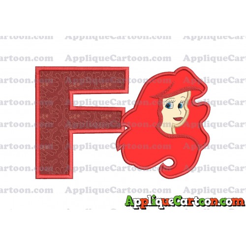 Ariel Disney Applique Embroidery Design With Alphabet F
