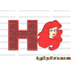 Ariel Disney Applique Embroidery Design With Alphabet H