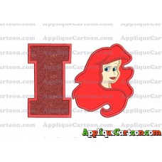 Ariel Disney Applique Embroidery Design With Alphabet I