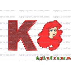 Ariel Disney Applique Embroidery Design With Alphabet K
