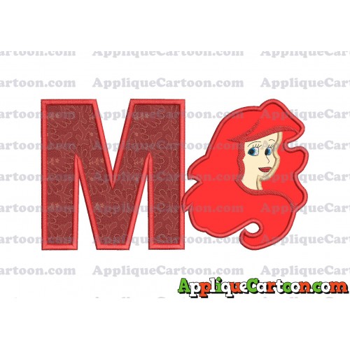 Ariel Disney Applique Embroidery Design With Alphabet M
