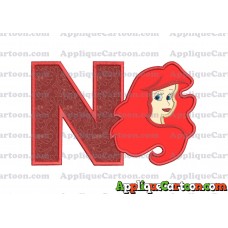 Ariel Disney Applique Embroidery Design With Alphabet N