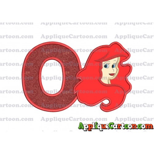Ariel Disney Applique Embroidery Design With Alphabet O