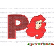 Ariel Disney Applique Embroidery Design With Alphabet P
