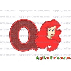 Ariel Disney Applique Embroidery Design With Alphabet Q