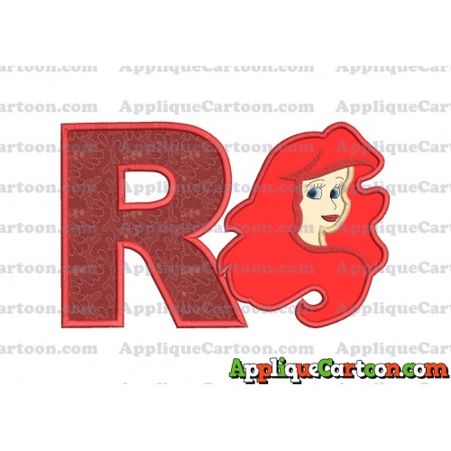 Ariel Disney Applique Embroidery Design With Alphabet R