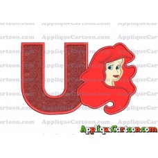 Ariel Disney Applique Embroidery Design With Alphabet U