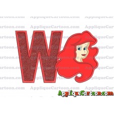 Ariel Disney Applique Embroidery Design With Alphabet W