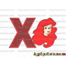 Ariel Disney Applique Embroidery Design With Alphabet X