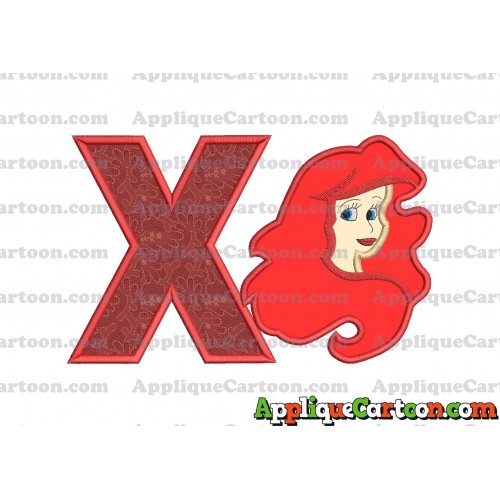 Ariel Disney Applique Embroidery Design With Alphabet X