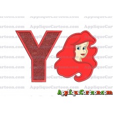 Ariel Disney Applique Embroidery Design With Alphabet Y
