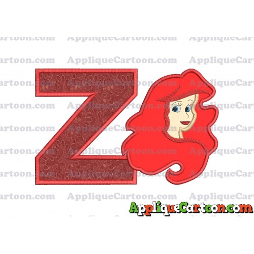 Ariel Disney Applique Embroidery Design With Alphabet Z