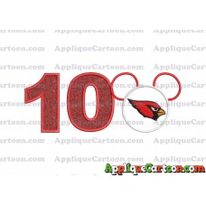 Arizona Cardinals Mickey Mouse Applique Embroidery Design Birthday Number 10