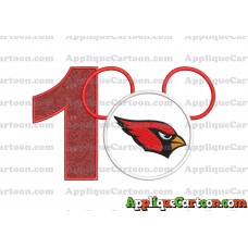 Arizona Cardinals Mickey Mouse Applique Embroidery Design Birthday Number 1