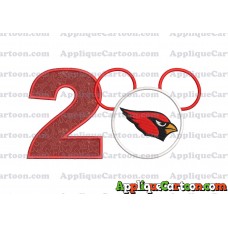 Arizona Cardinals Mickey Mouse Applique Embroidery Design Birthday Number 2