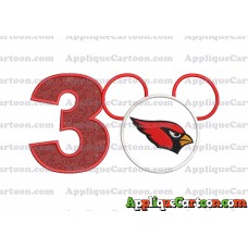 Arizona Cardinals Mickey Mouse Applique Embroidery Design Birthday Number 3