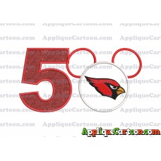 Arizona Cardinals Mickey Mouse Applique Embroidery Design Birthday Number 5