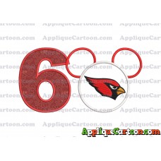 Arizona Cardinals Mickey Mouse Applique Embroidery Design Birthday Number 6
