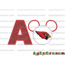 Arizona Cardinals Mickey Mouse Applique Embroidery Design With Alphabet A