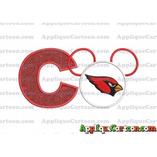 Arizona Cardinals Mickey Mouse Applique Embroidery Design With Alphabet C