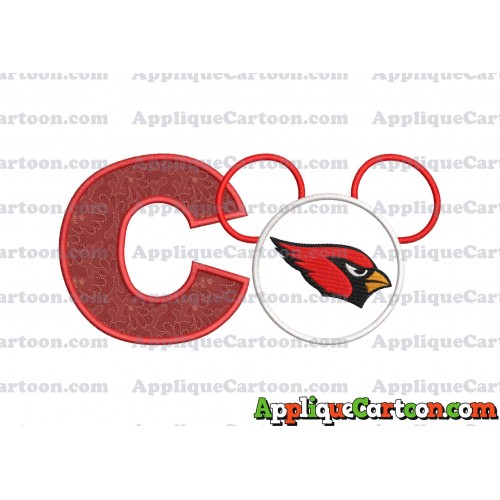 Arizona Cardinals Mickey Mouse Applique Embroidery Design With Alphabet C